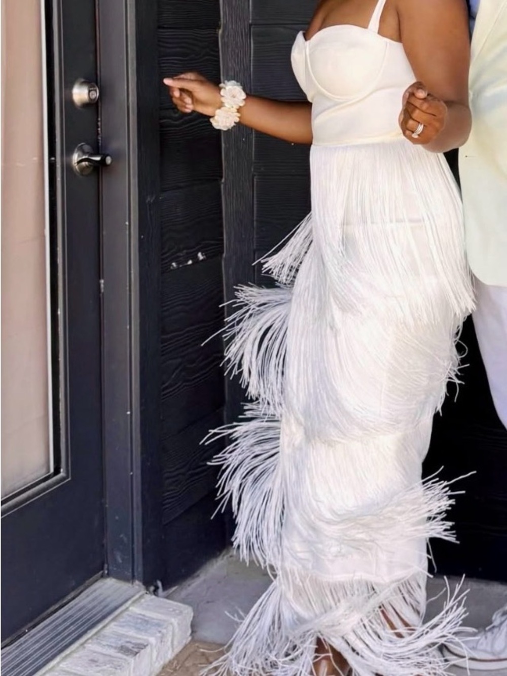 Fashion Nova White Fringe Maxi Dress